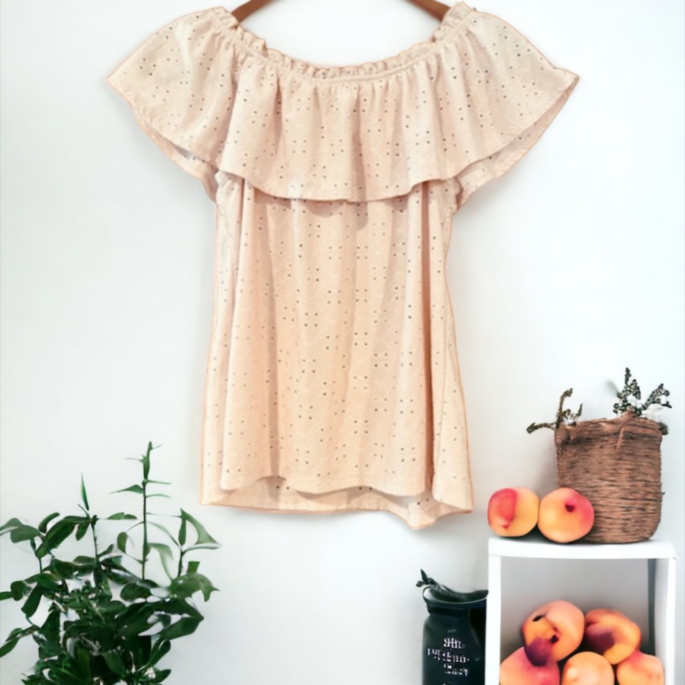 WALL FLOWER PEACH OFF THE SHOULDER TOP SIZE MEDIUM - Picture 6 of 9